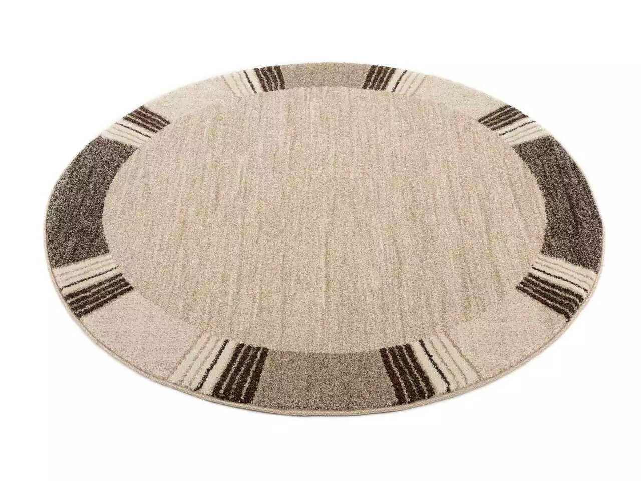 Bordürenteppich rund beige braun