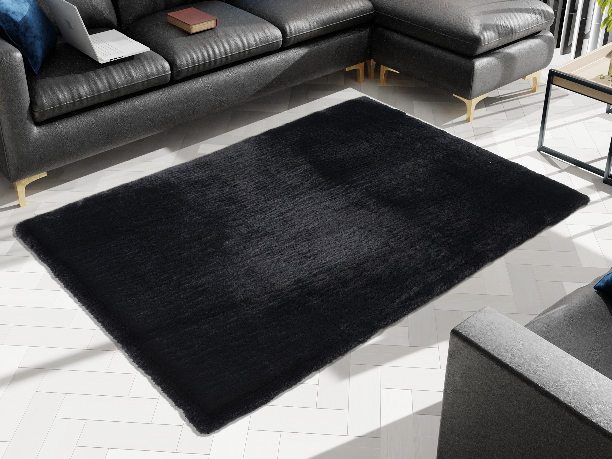 Rocky Soft Fellteppich schwarz