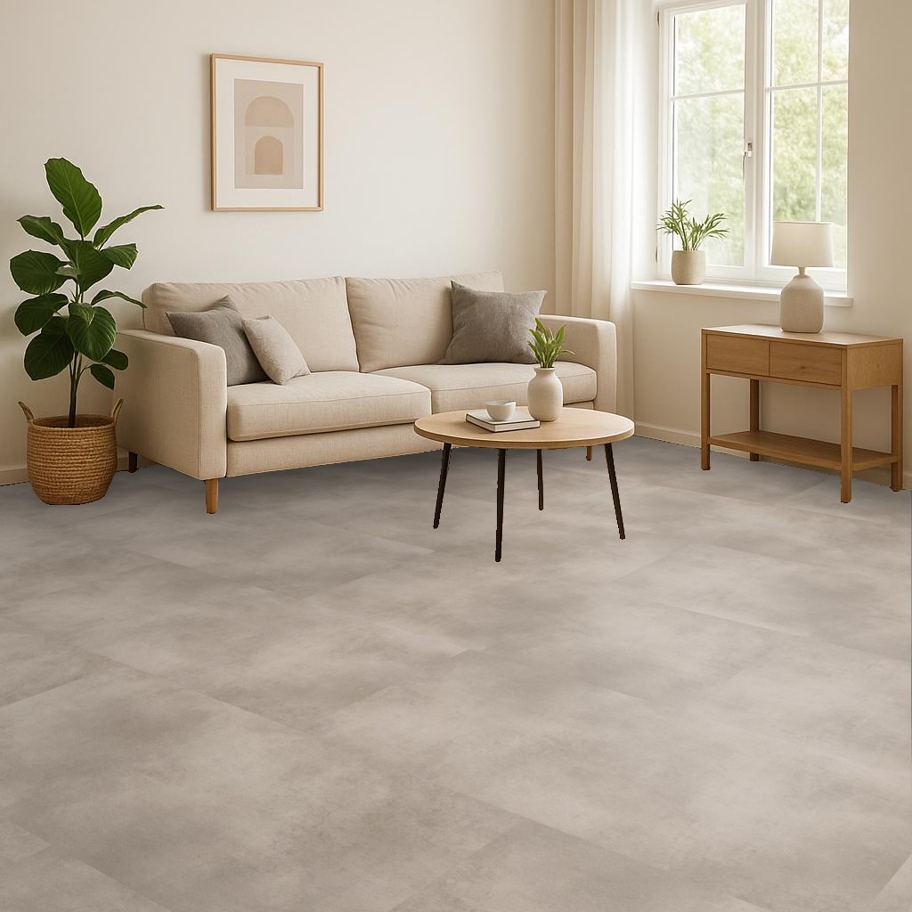 Klebe Vinyl Sandstein Beige – Warmer Designboden in Steinoptik