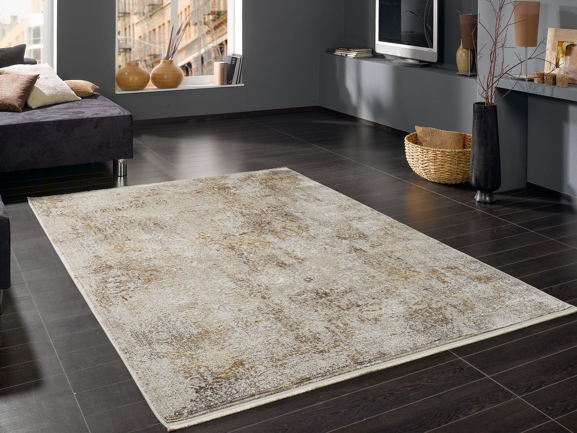 Bestseller Cava Designer Teppich beige-gold