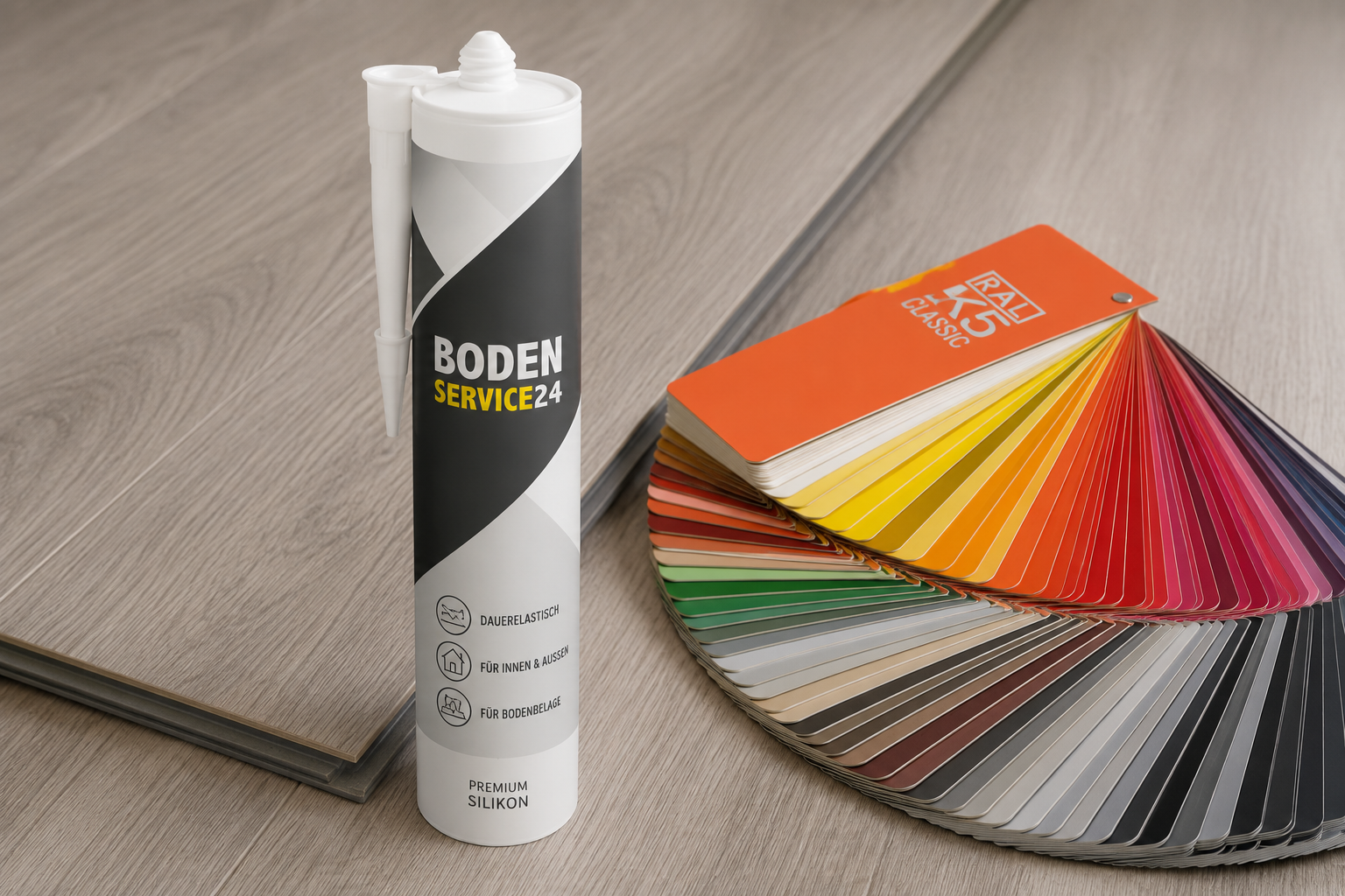 Farbmisch-Silikon nach RAL oder Bodenmuster | Individuell passend zu Vinyl-, Design- & PVC-Böden