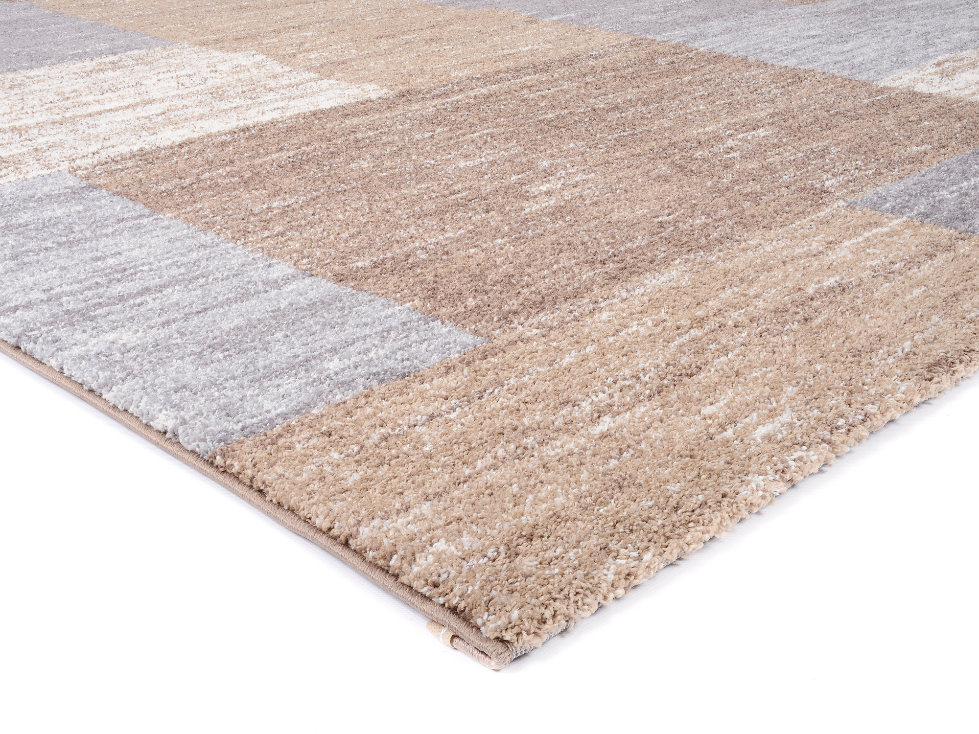 Karo Teppich beige braun grau Allover