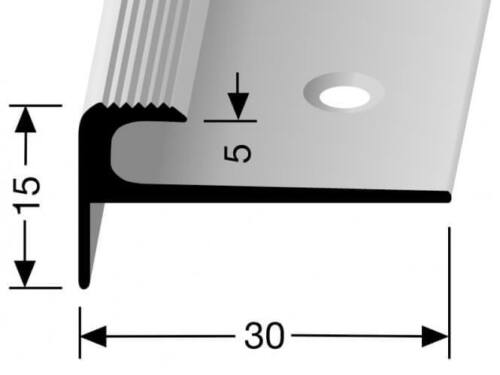 Küberit 807 Treppenwinkel für Klickvinyl Edelstahl oder Silber Eloxiert