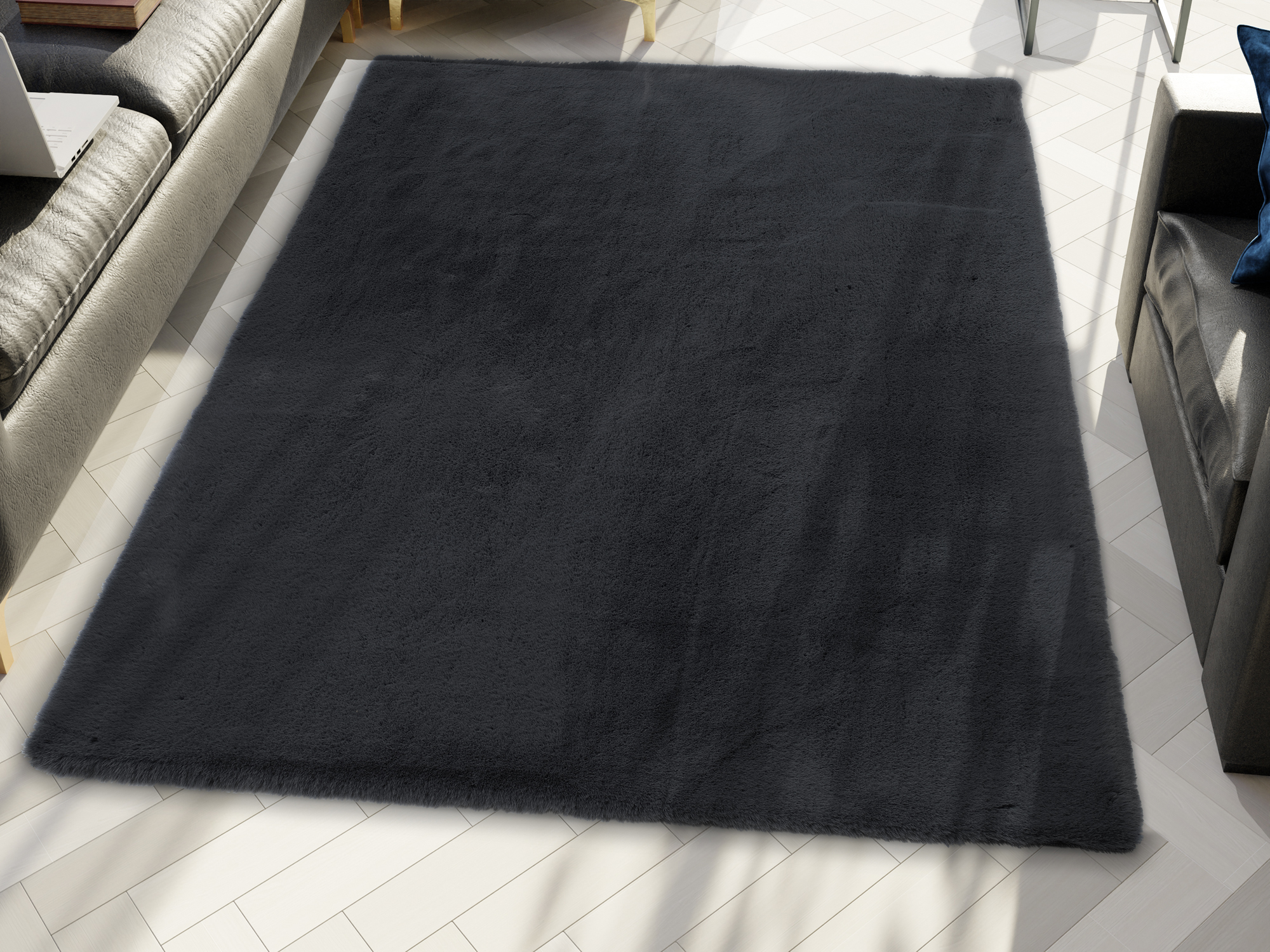 Rocky Soft Fellteppich dunkelgrau