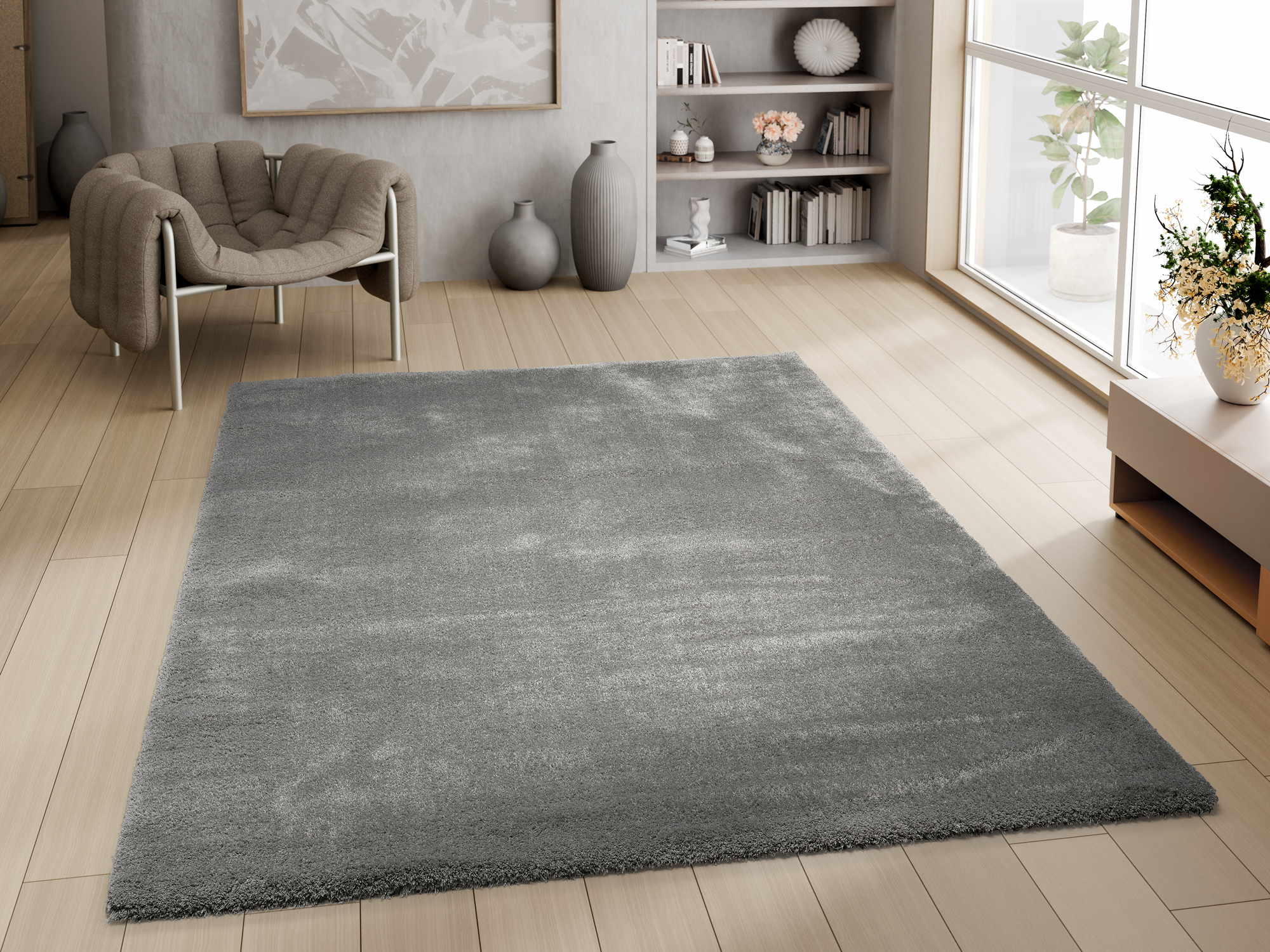 Soft Dream Hochflor Teppich grau