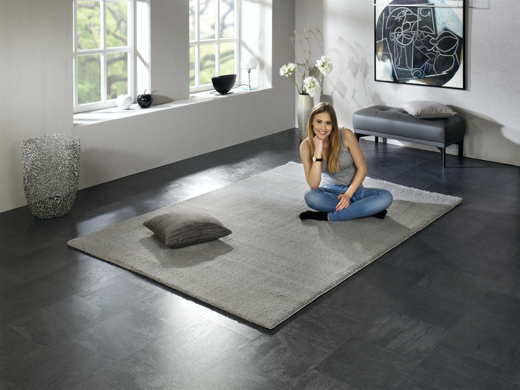 Soft Dream Hochflor Teppich grau