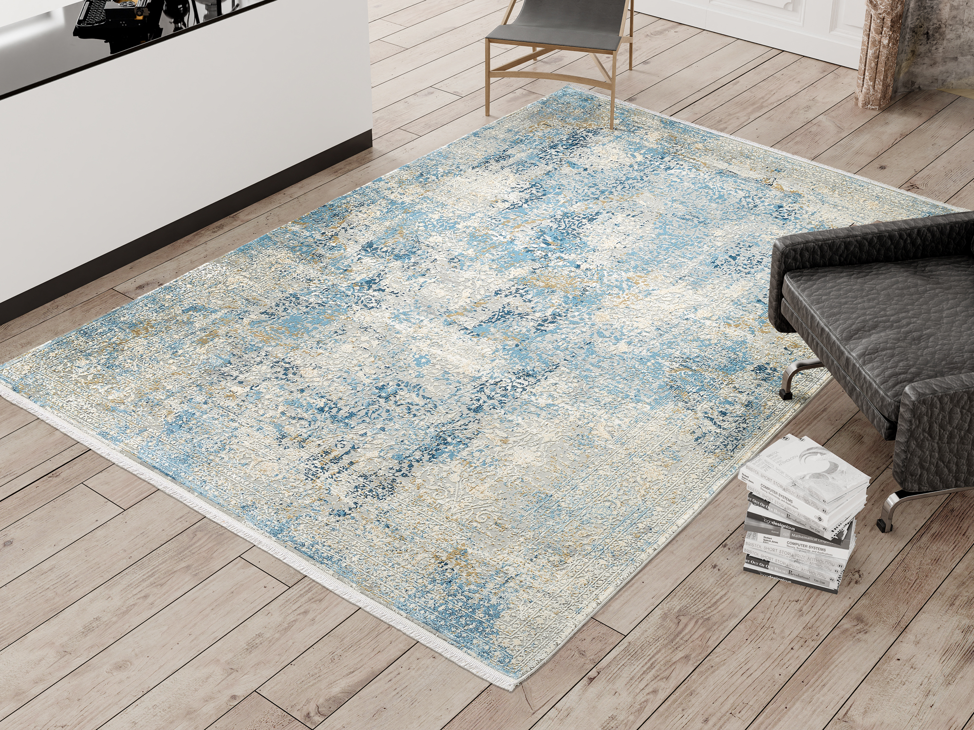 Bestseller Cava Designer Teppich grau-blau