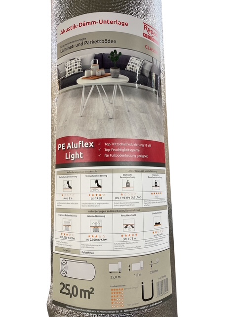 PE ALUFLEX LIGHT 2.0 Dämmunterlage für Laminat & Parkett