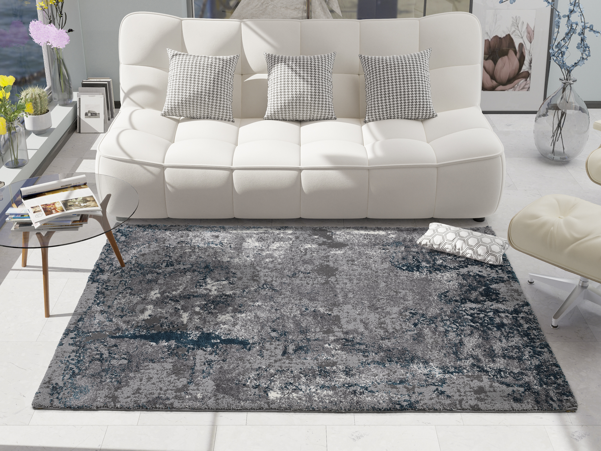 Juwel Liray Designer Teppich grau-petrol