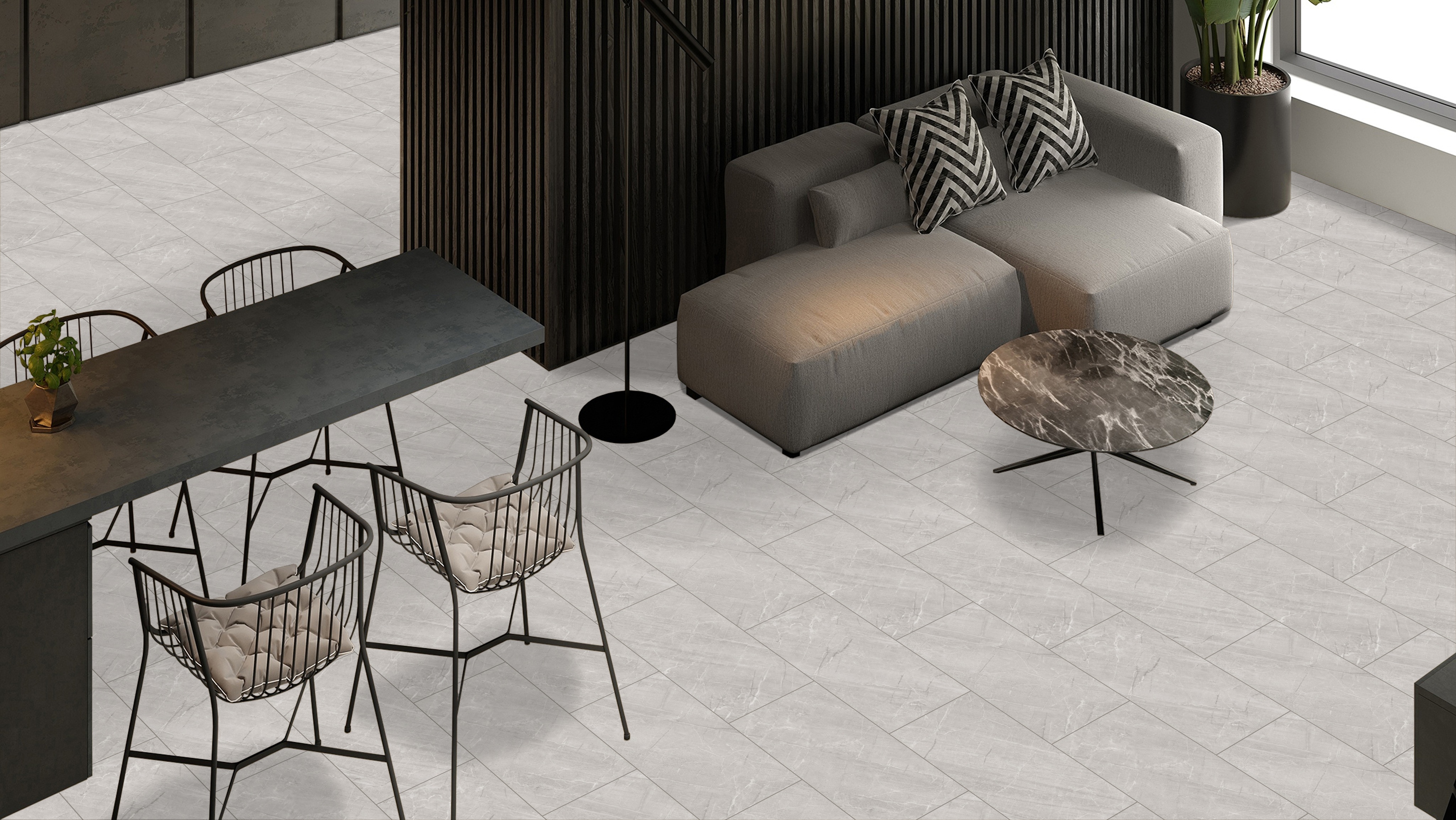 Klick Vinyl Marmor Grau – Wasserfester Vinylboden in Fliesenoptik