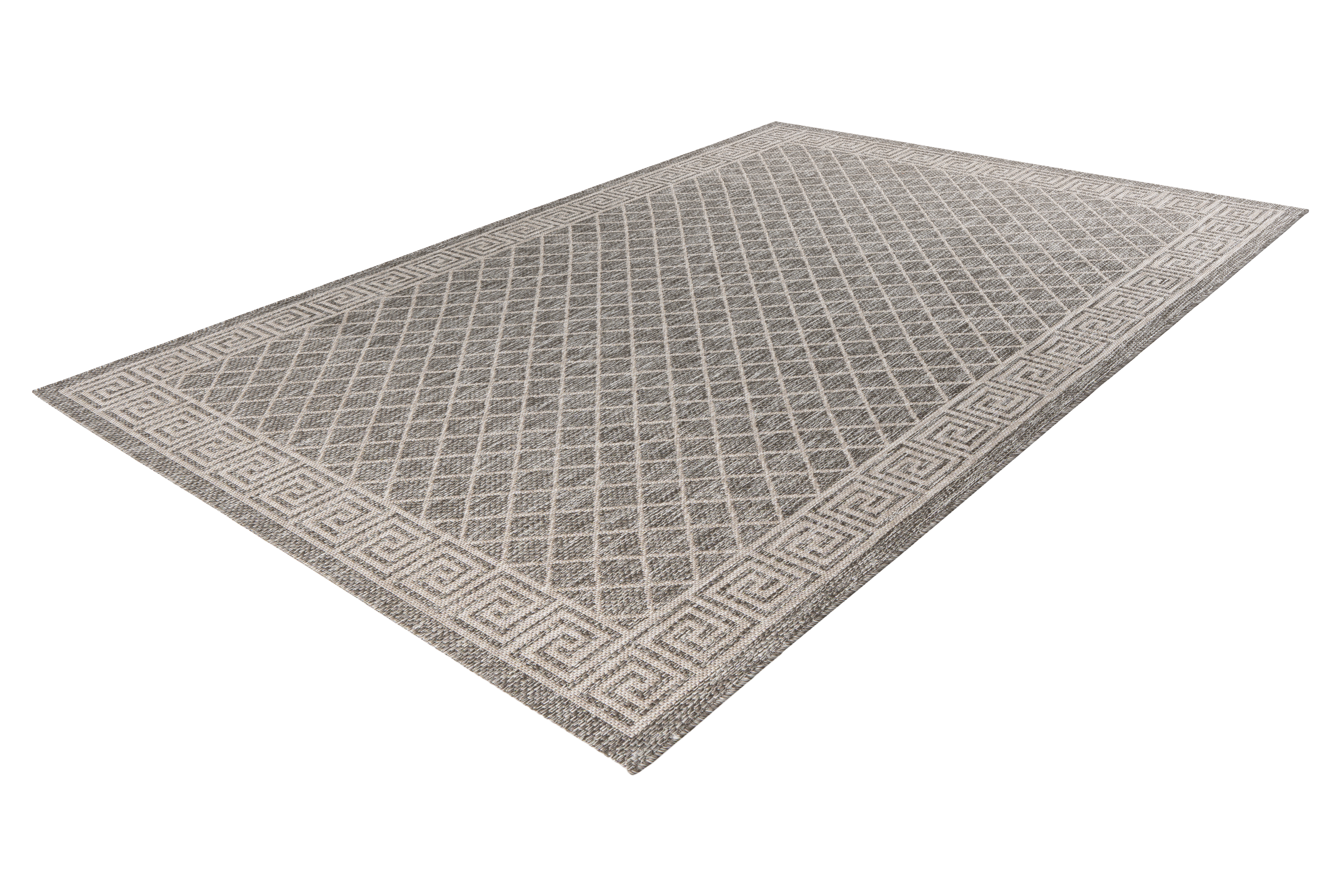 Bordüren Flachweb In-& Outdoor Teppich grau