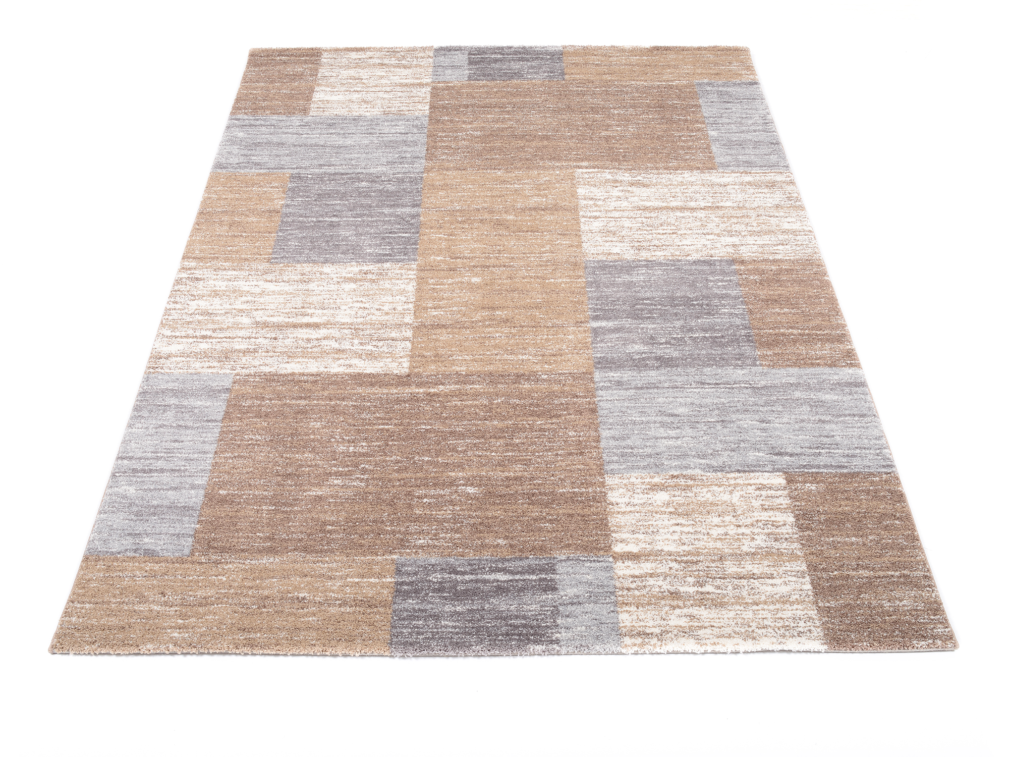 Karo Teppich beige braun grau Allover