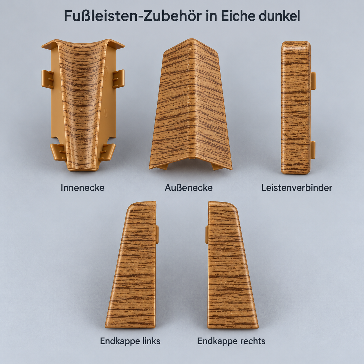 Innenecke Außenecke Endkappe Eiche dunkel 58mm