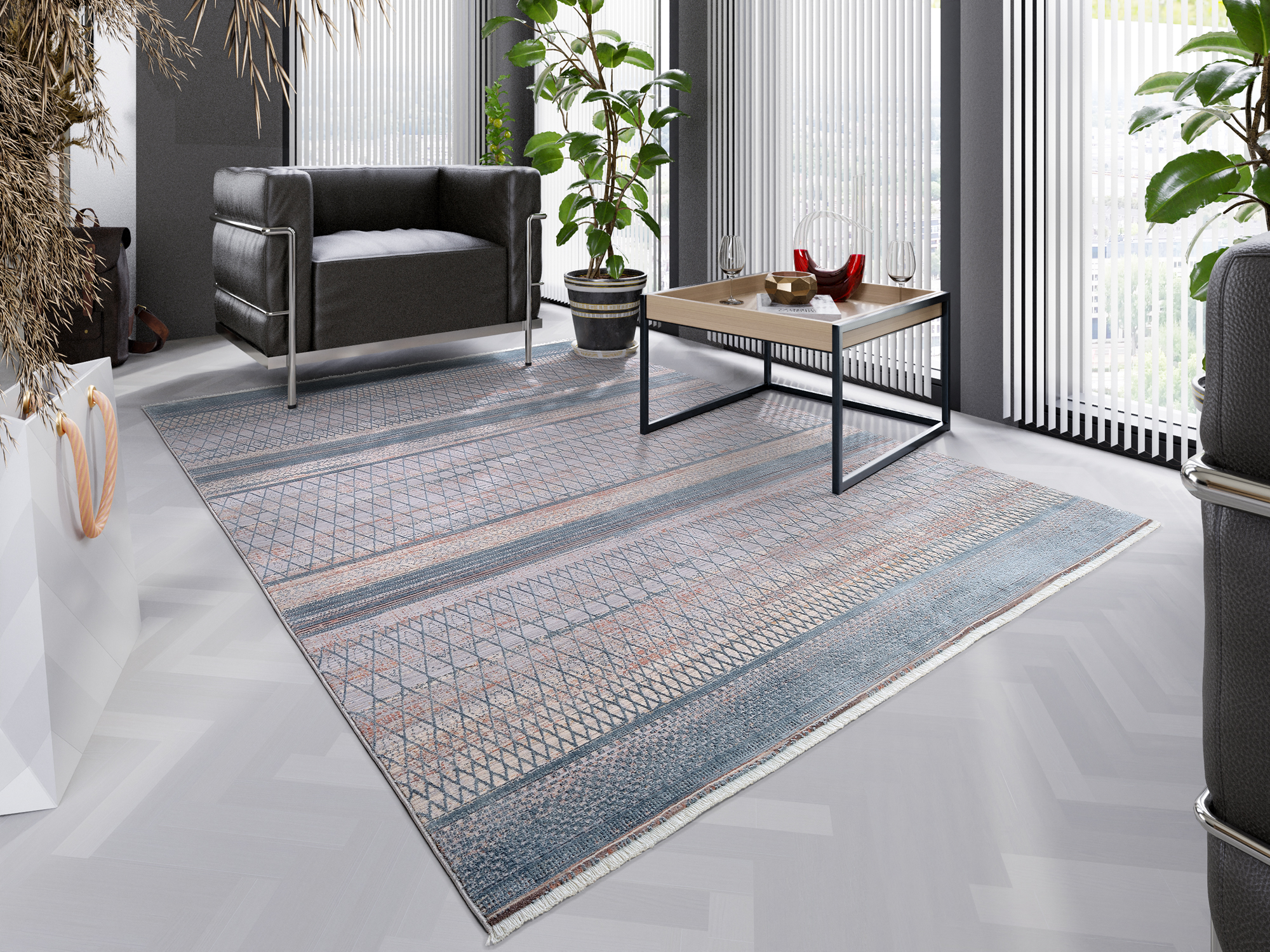 Farben Master Designer Teppich blau-creme