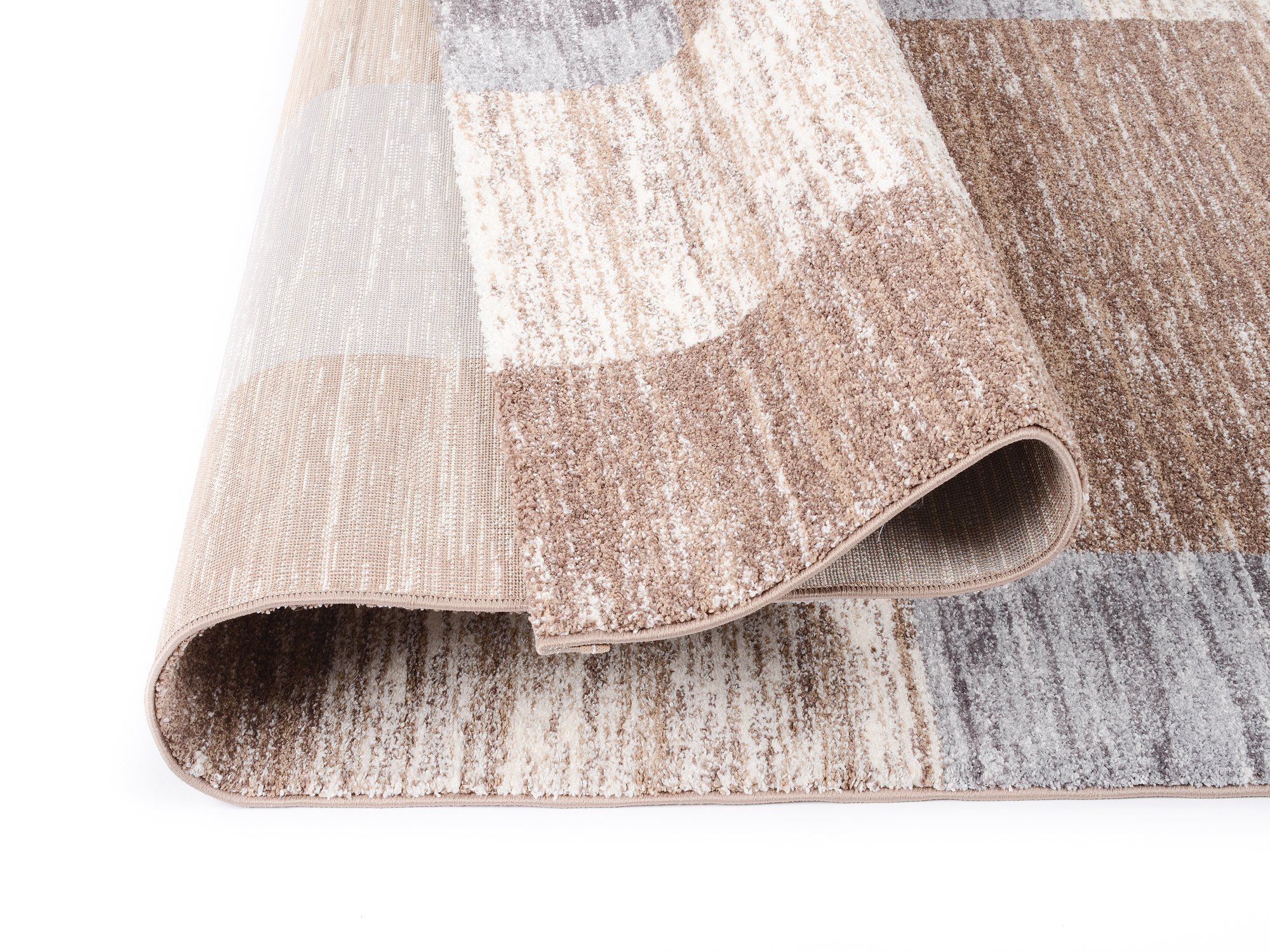 Karo Teppich beige braun grau Allover