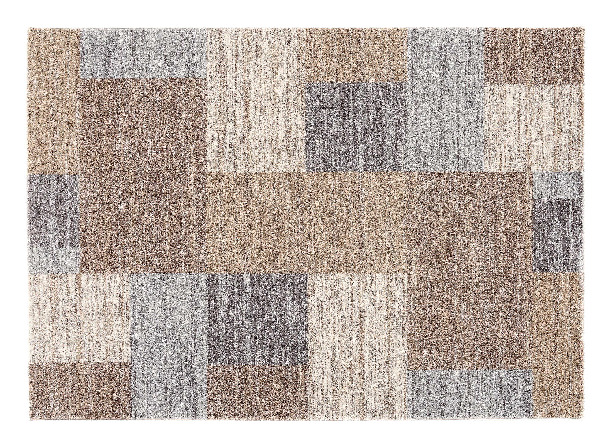 Karo Teppich beige braun grau Allover