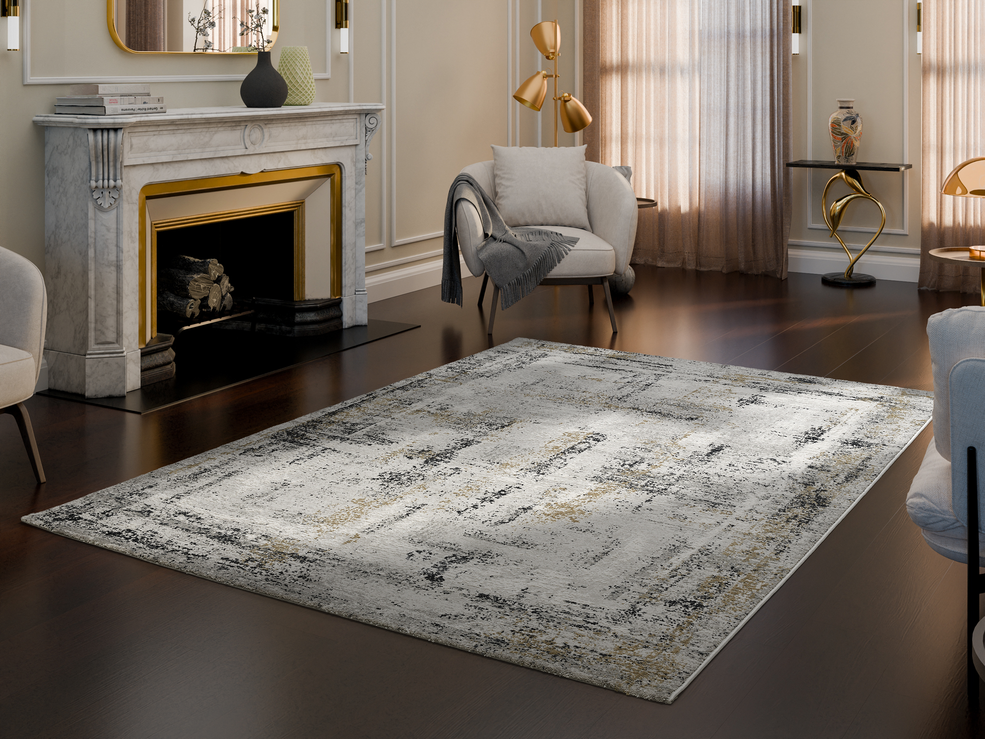 Manchester Delmont Designer Teppich grau