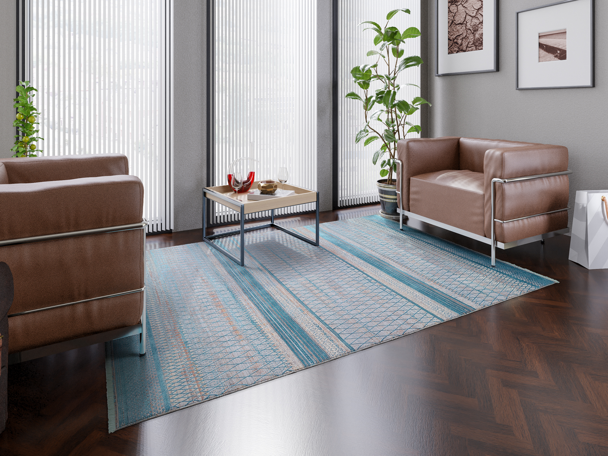 Farben Master Designer Teppich türkis-grau