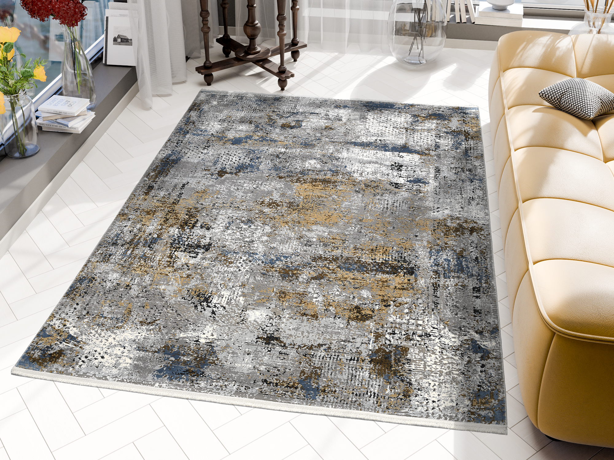 Impression Lucerne Designer Teppich grau-multicolor