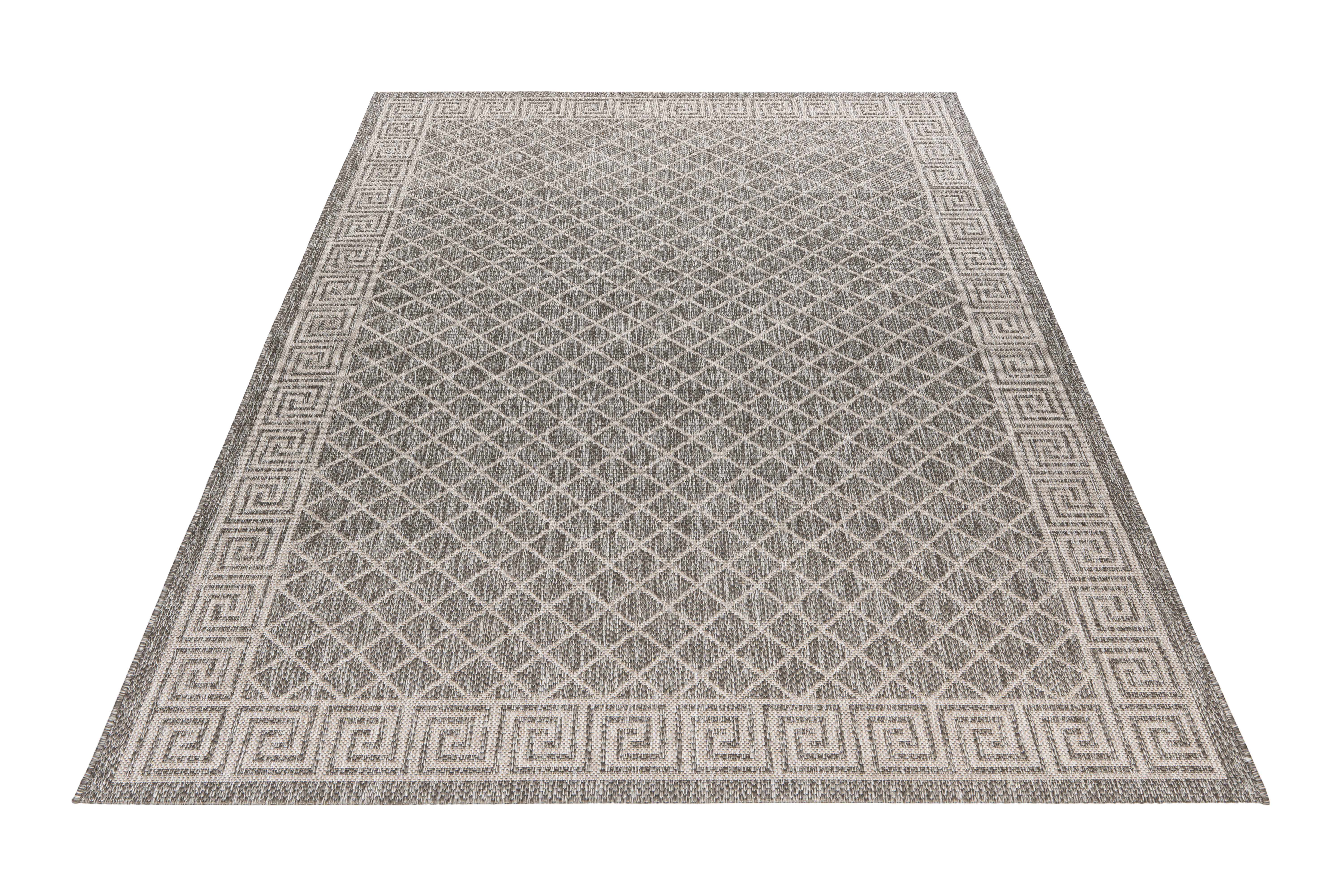 Bordüren Flachweb In-& Outdoor Teppich grau