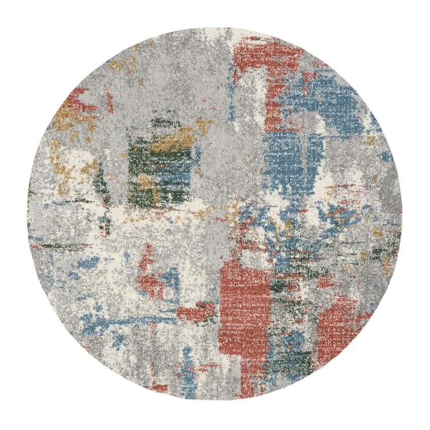 runder Teppich in pastel Farbtönen