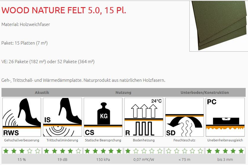 Eigenschaften WOOD NATURE FELT 5.0