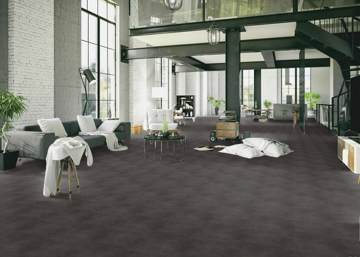 Klebe Vinyl Beton schwarz