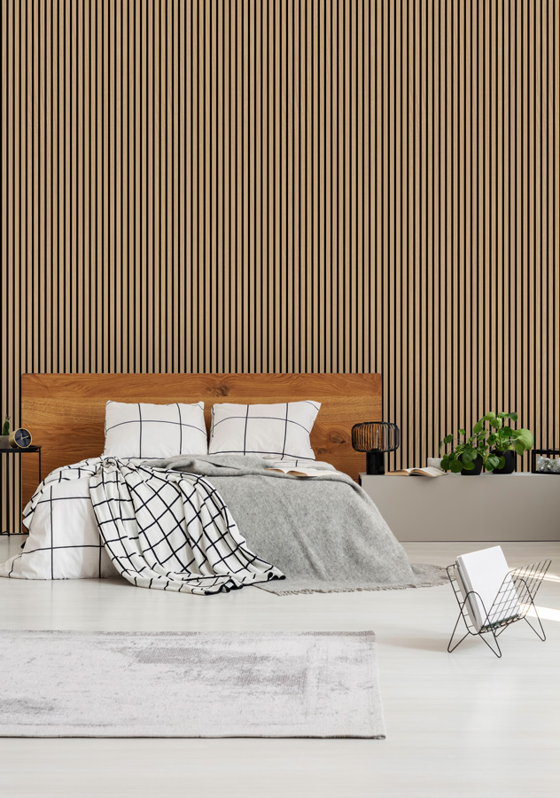 Wandpaneele Akusticpanel Teak 2400x600x22mm