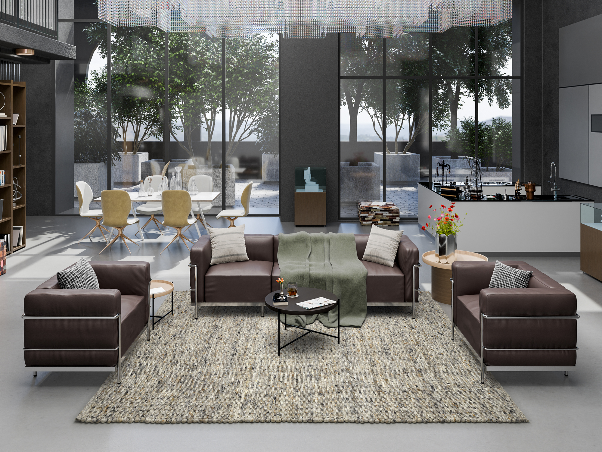 Atrium Handweb Wollteppich beige-mix