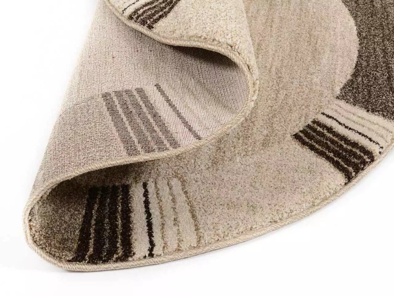 Bordürenteppich rund beige braun