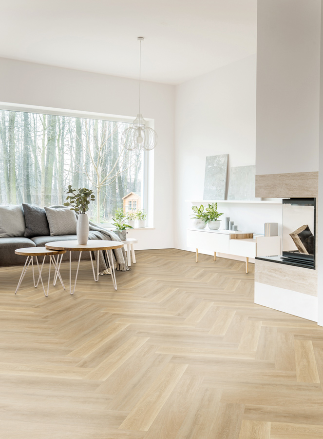 Klick Vinyl Fischgräte Eiche beige