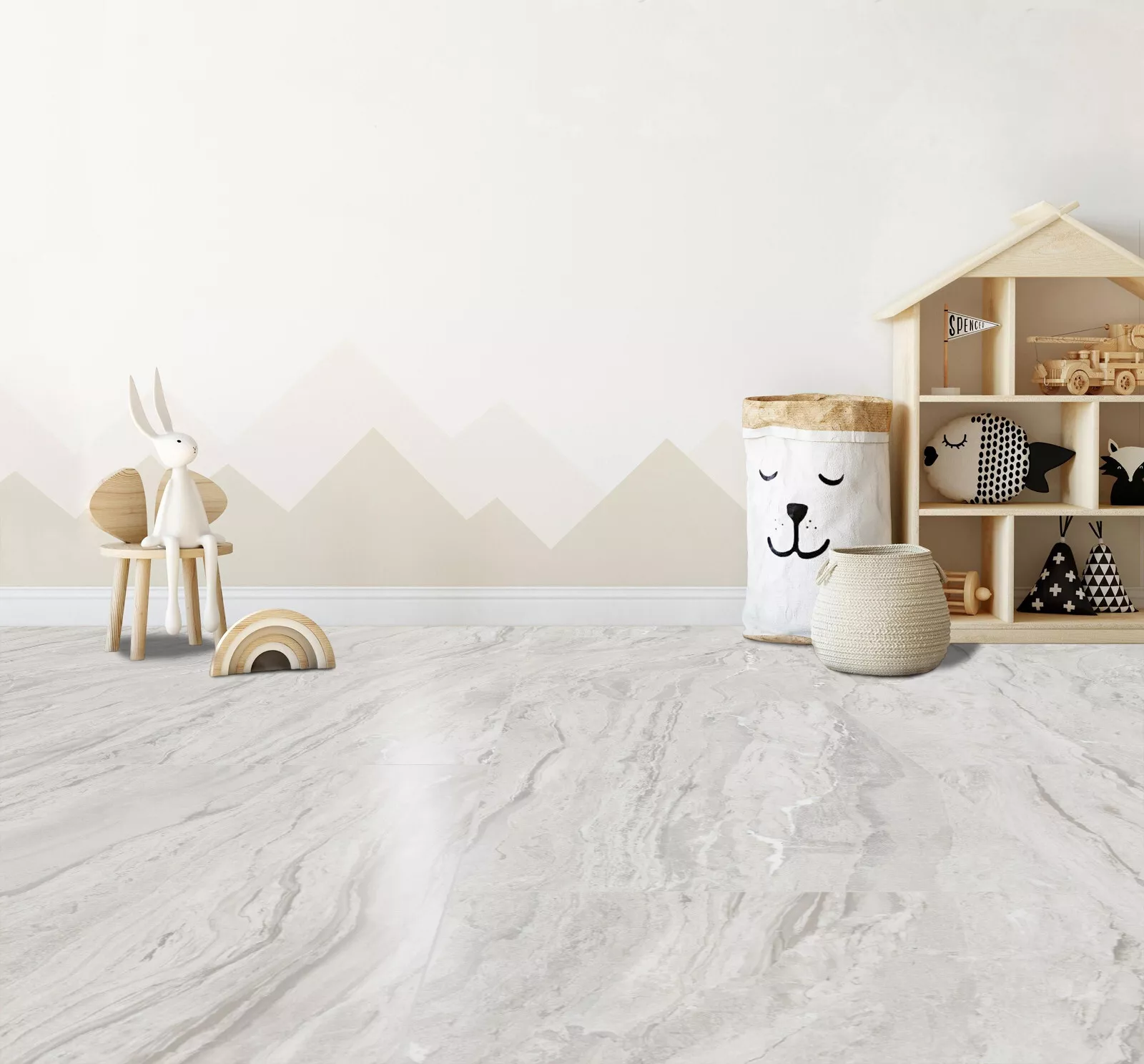 Klick Vinyl hochglanz Fliese Marmor beige grau