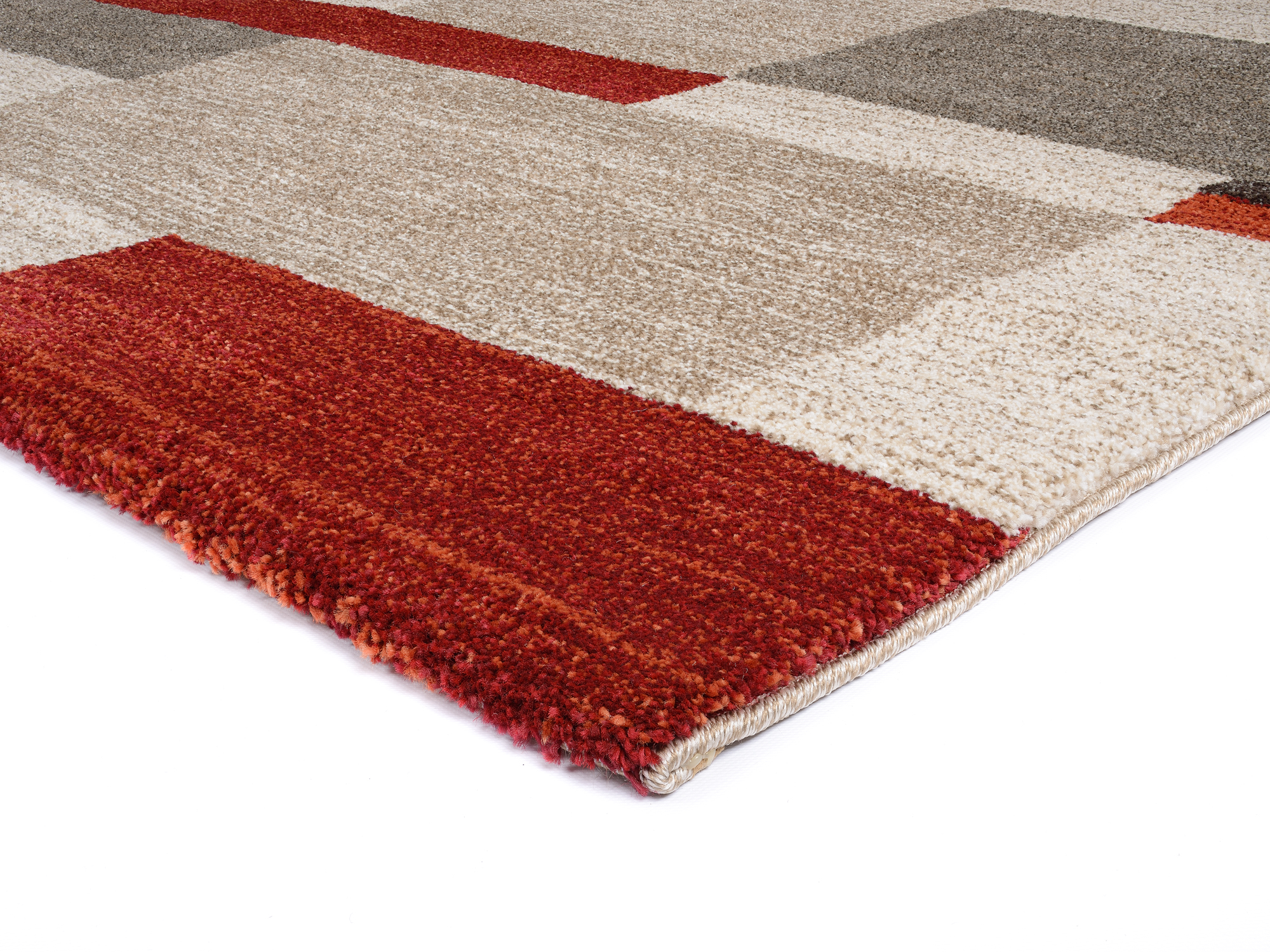 Castle Beppo Frisé Teppich beige-braun-rot