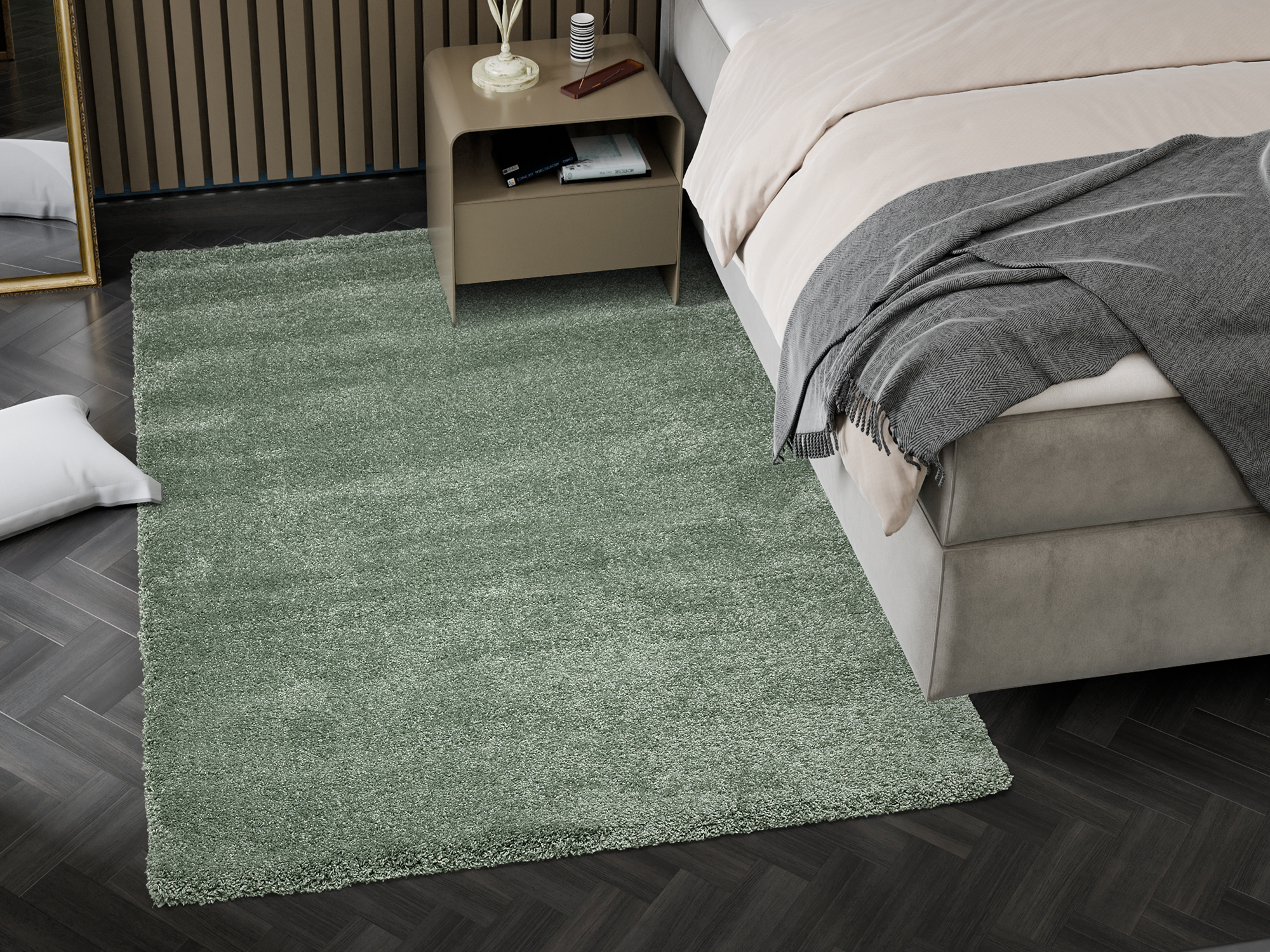 Montis Hochflor Teppich salbei