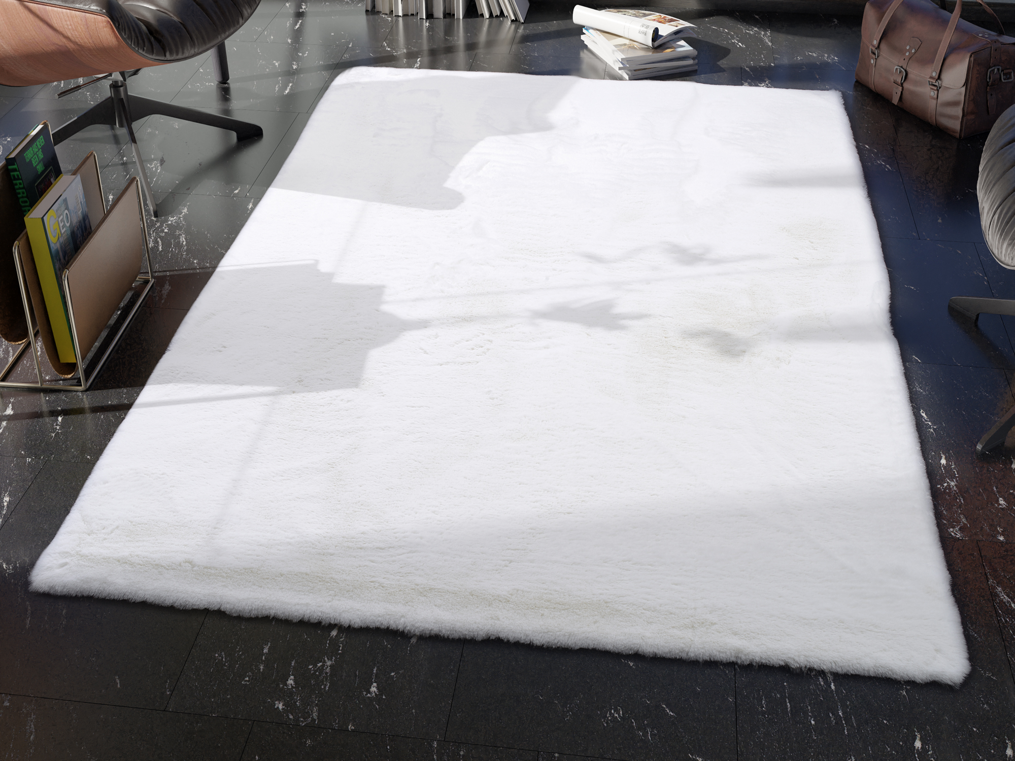 Rocky Soft Fellteppich creme-weiß