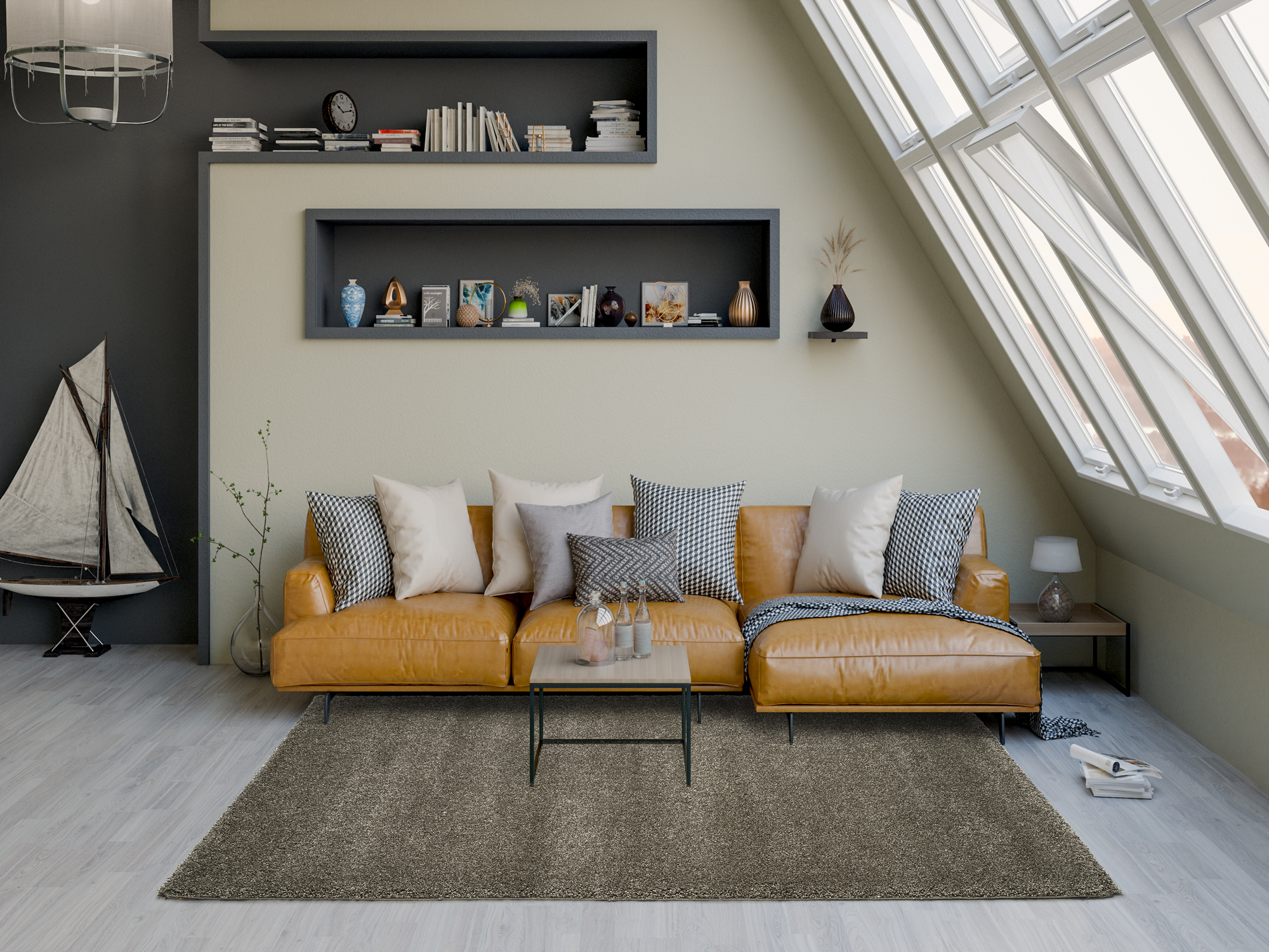 Montis Hochflor Teppich quarz