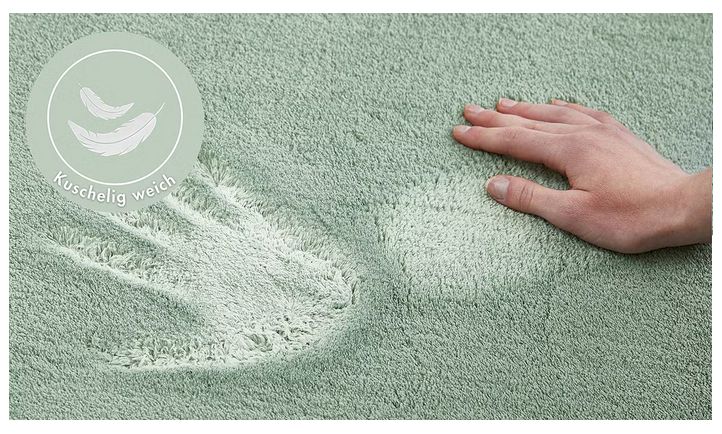 Flauschiger Teppich salbei grün