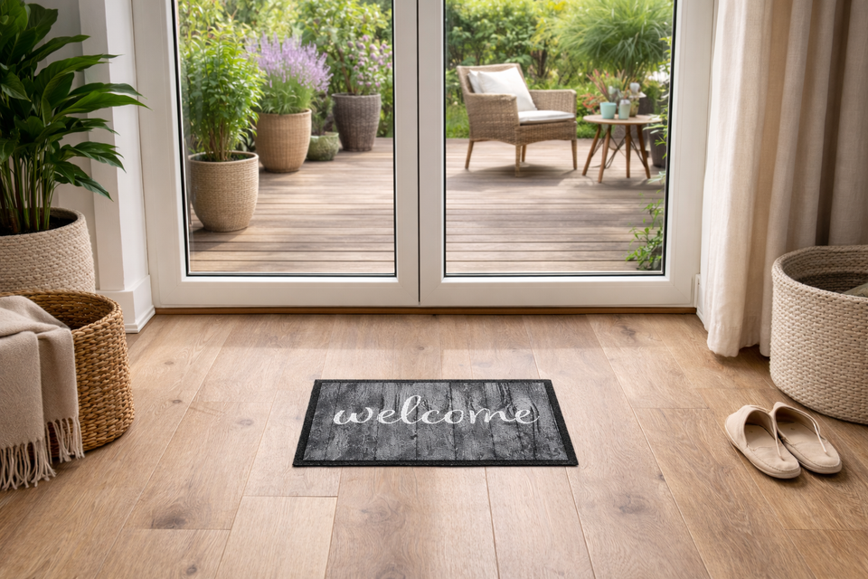 Fußmatte Welcome randlos waschbar 50x75 cm