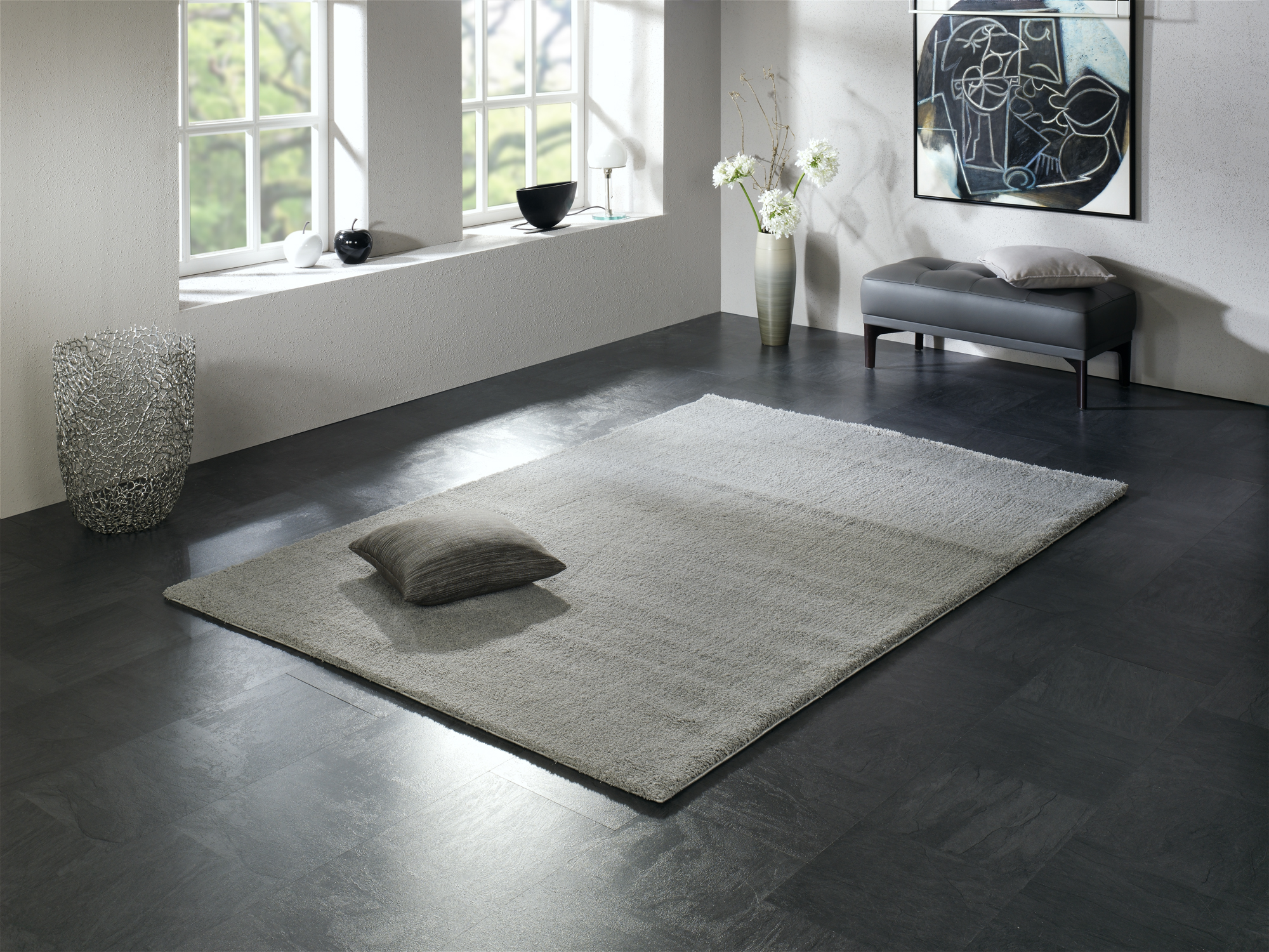 Soft Dream Hochflor Teppich grau