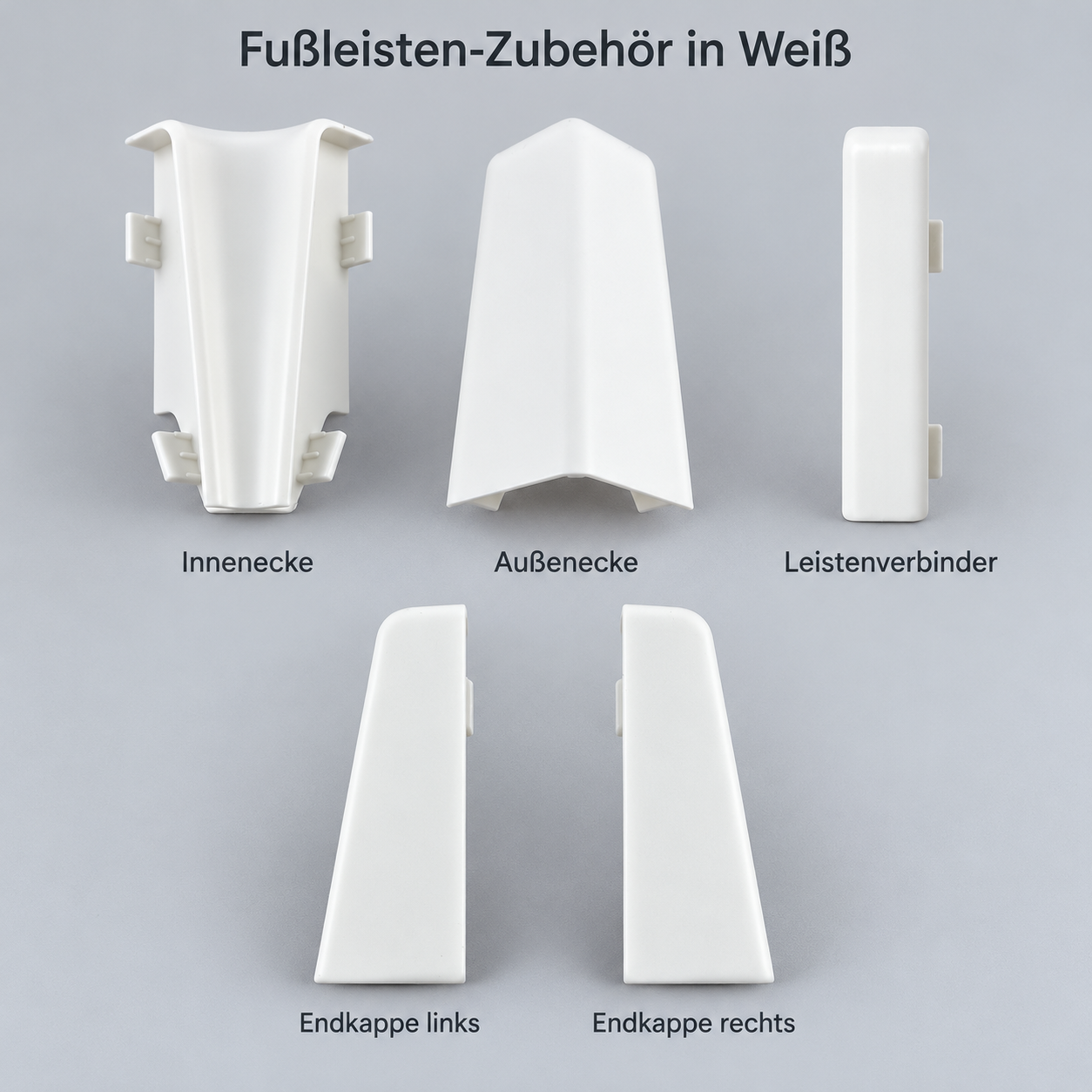 Endkappen für Sockelleiste 58 mm in Weiß, Paar links und rechts