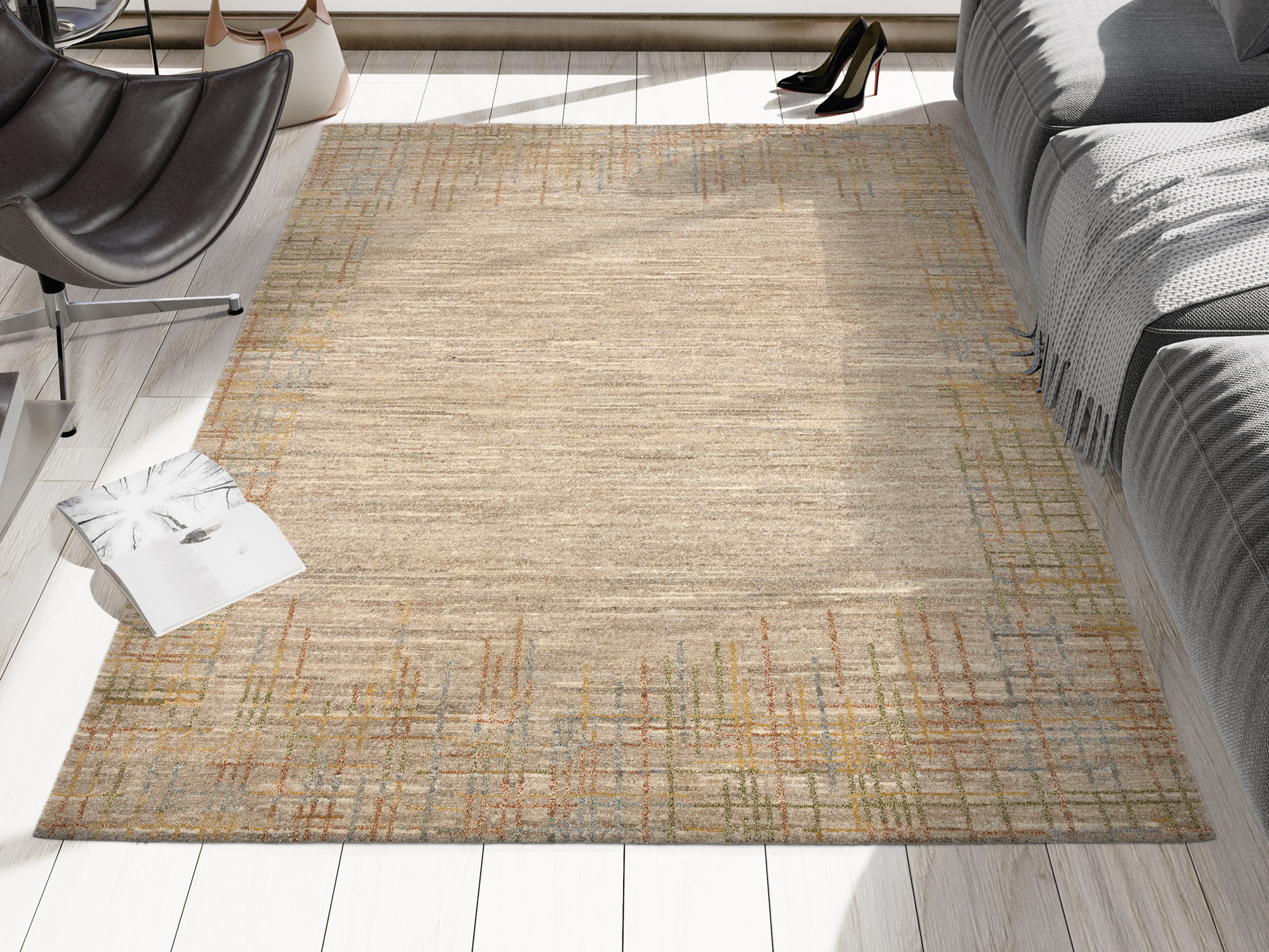 Galant Border Wollteppich multicolor