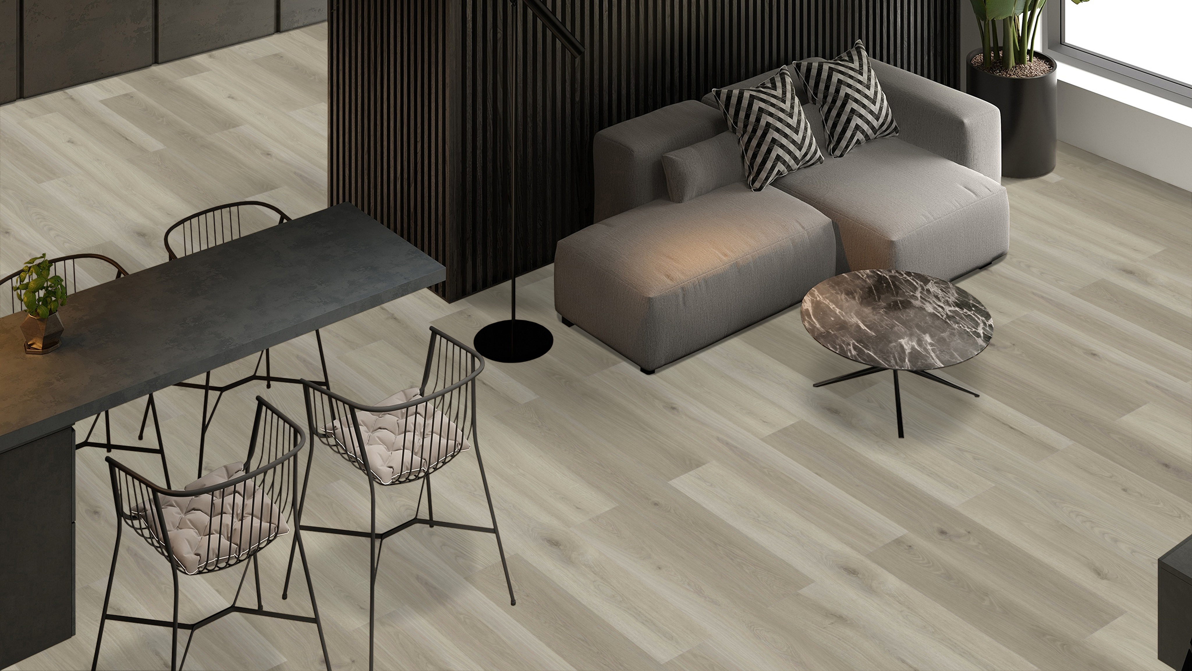 Klickvinyl Langdiele Eiche grau harmonisch