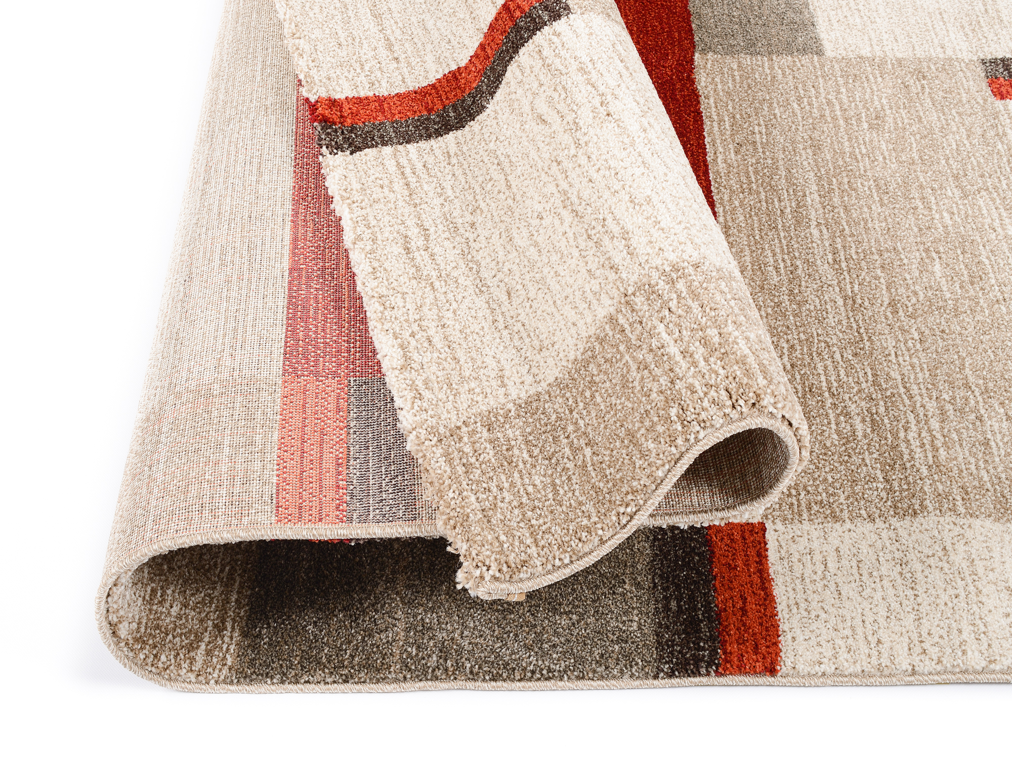 Castle Beppo Frisé Teppich beige-braun-rot