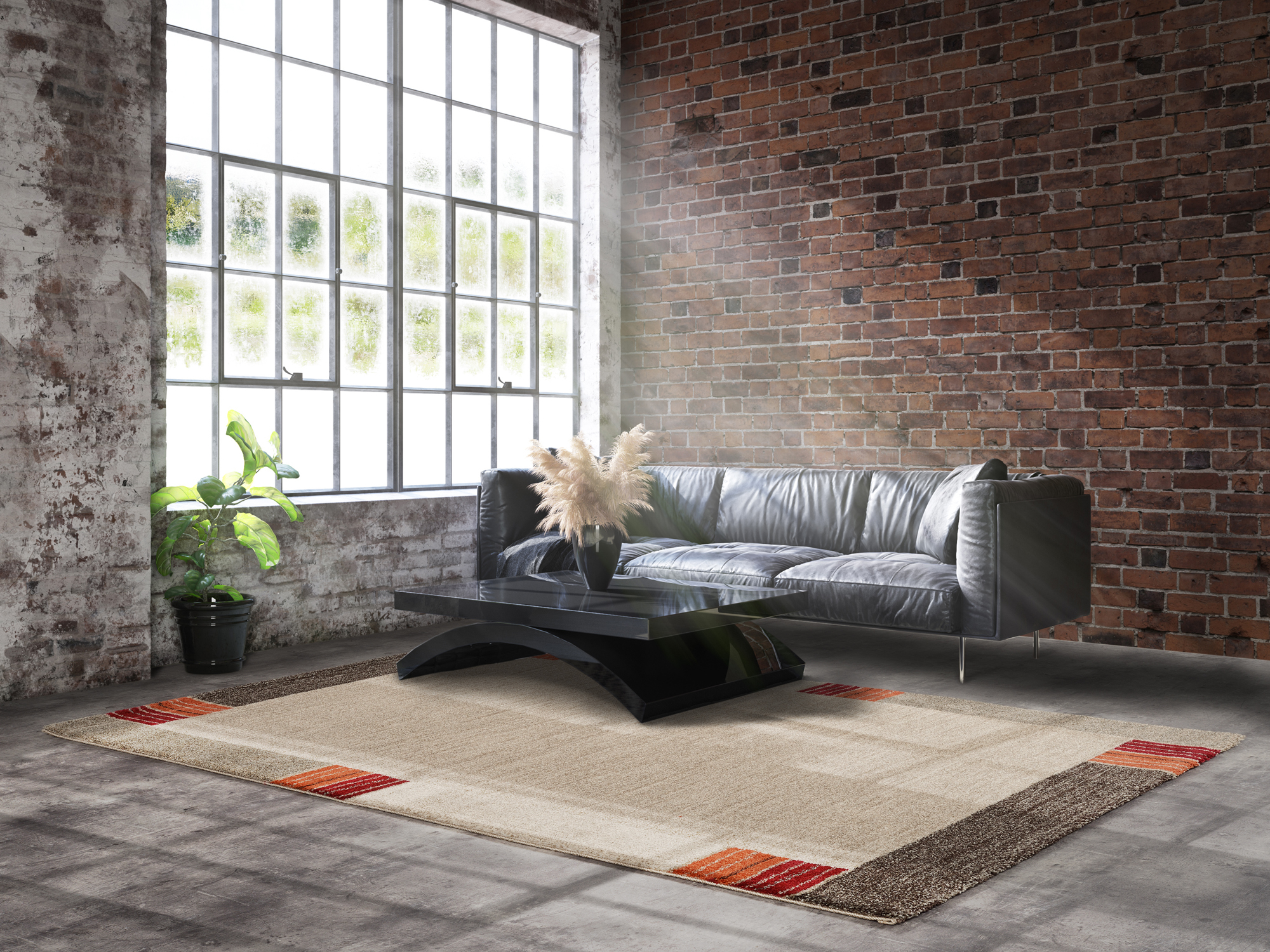 Castle Flora Frisé Teppich beige-dunkelbraun
