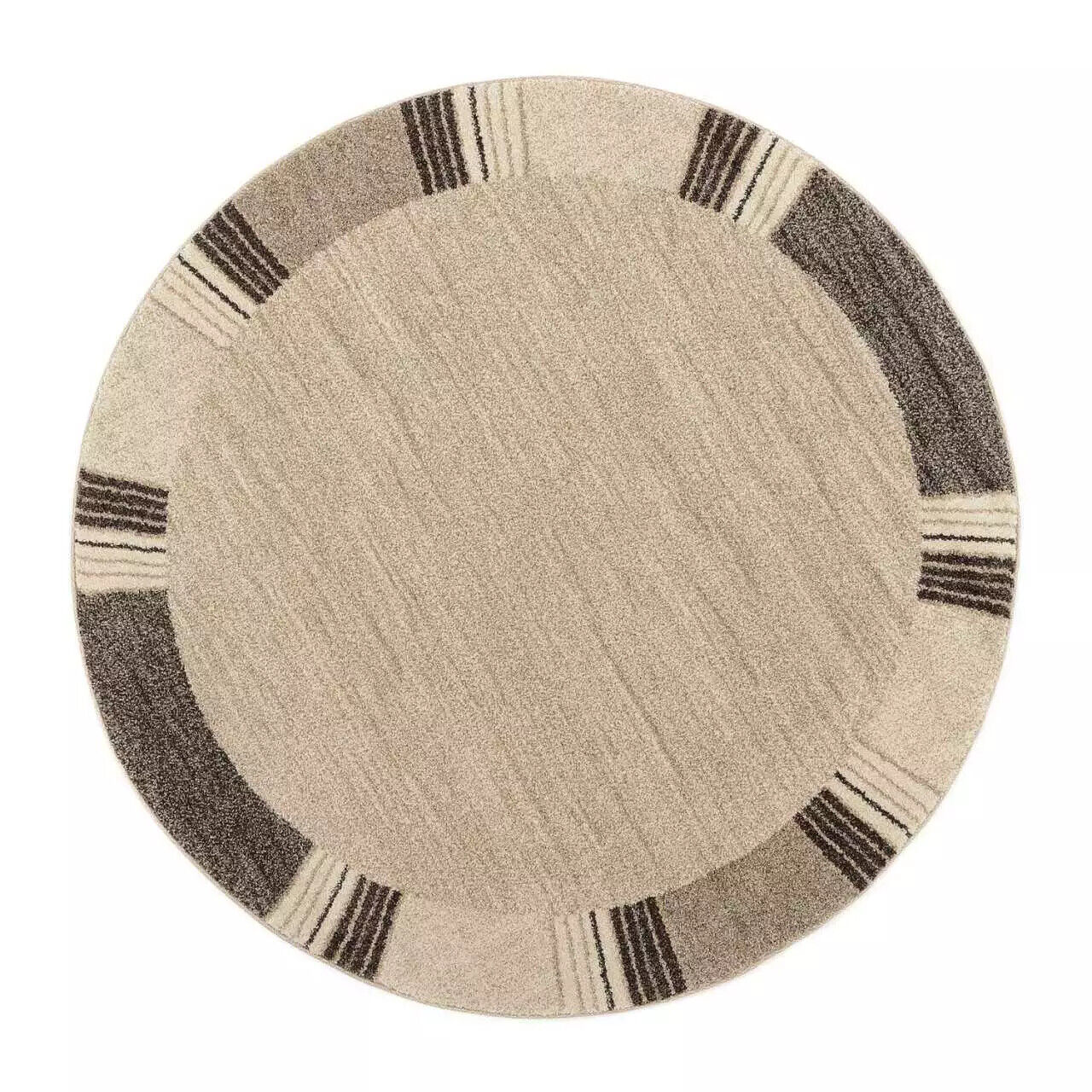 Bordürenteppich rund beige braun